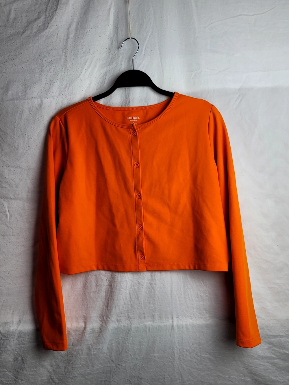 wild fable Orange Button-Front Long-Sleeve Crop Top - Picture 2 of 7